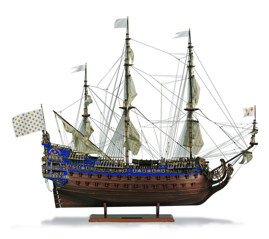 Image of a scale model the Soleil Royal ship, for a blog about this famous 17th century French ship. 