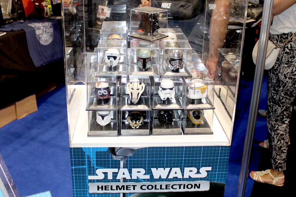 Image of the ModelSpace Star Wars Helmets Collection on display at Star Wars Celebration Europe 2016, included in a blog about De Agostini winning the Disney Product Innovation Award 2016