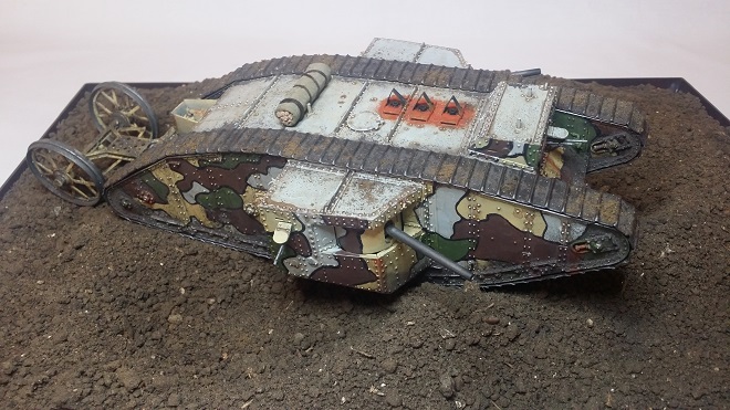 Image of 1:35 scale Mk.1 Male WWI Tank model, as part of a blog about the ModelSpace September scale modeller of the month - Daran Leaver.