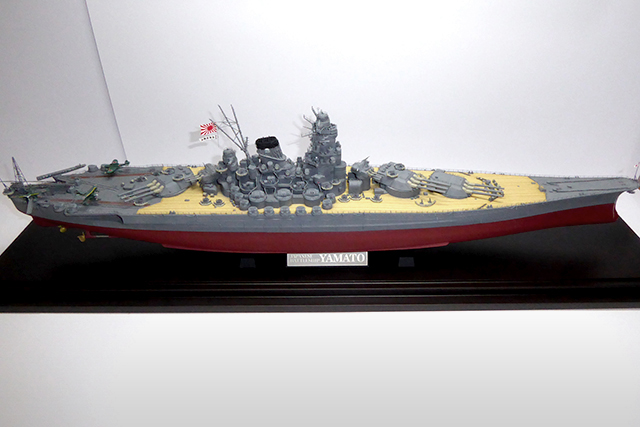 Image of a 1:350 scale Battleship Yamato model, as part of a blog about the ModelSpace March scale modeller of the month - Dave Crayford.