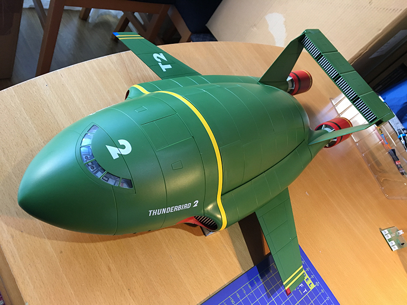 Image of the De Agostini ModelSpace 1:144 scale Thunderbirds 2 prop replica, for a blog about scale modeller Eddie Bertholdi and his Thunderbird 2 kit.