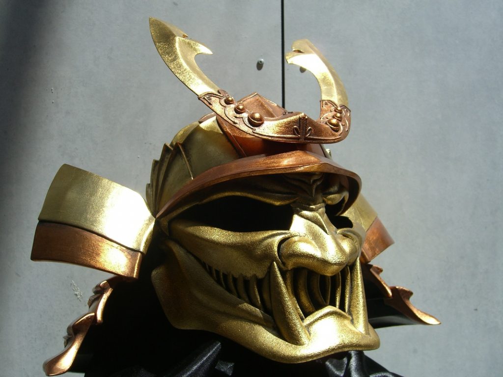 Image of Russ's Oni Kabuto helmet, as part of a blog about the ModelSpace September scale modeller of the month - Russ Ogi.