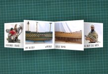 Image of scale modelling cutting board with polaroids of various De Agostini ModelSpace scale models, as cover image for a blog about the ModelSpace May scale modeller of the month - Ian Smith.