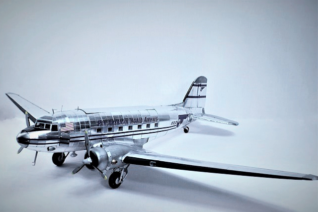 Image of the DeAgostini Douglas DC-3 model plane as part of a blog about the ModelSpace June scale modeller of the month - Derek Williams.