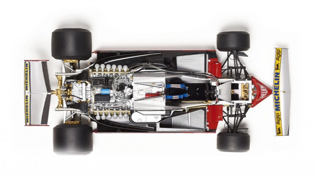 Image of the 1:8 scale ModelSpace Ferrari 312 T4 formula 1 car replica, as part of a blog about the Ferrari 312 T4's history.