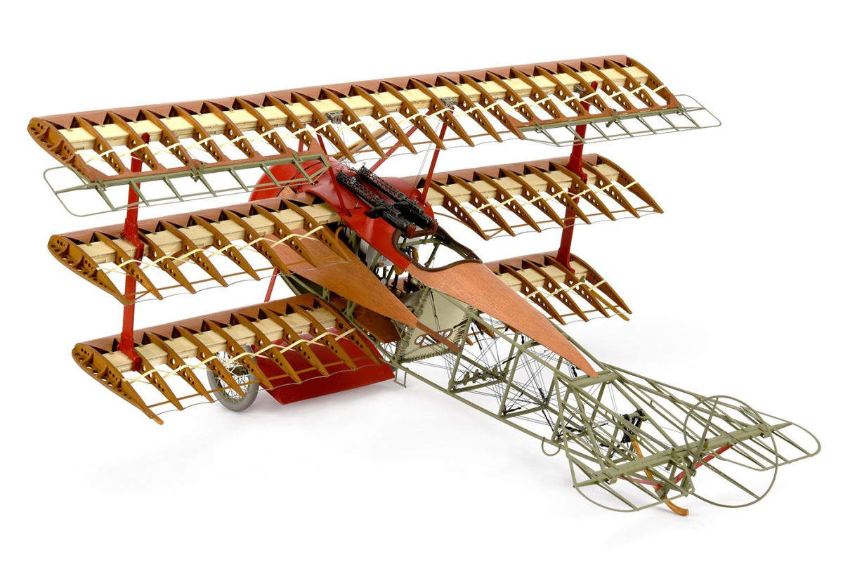 Image of the DeAgostini ModelSpace 1:16 scale Fokker Dr.I Red Baron plane model, as part of a blog about the WWI plane's history.