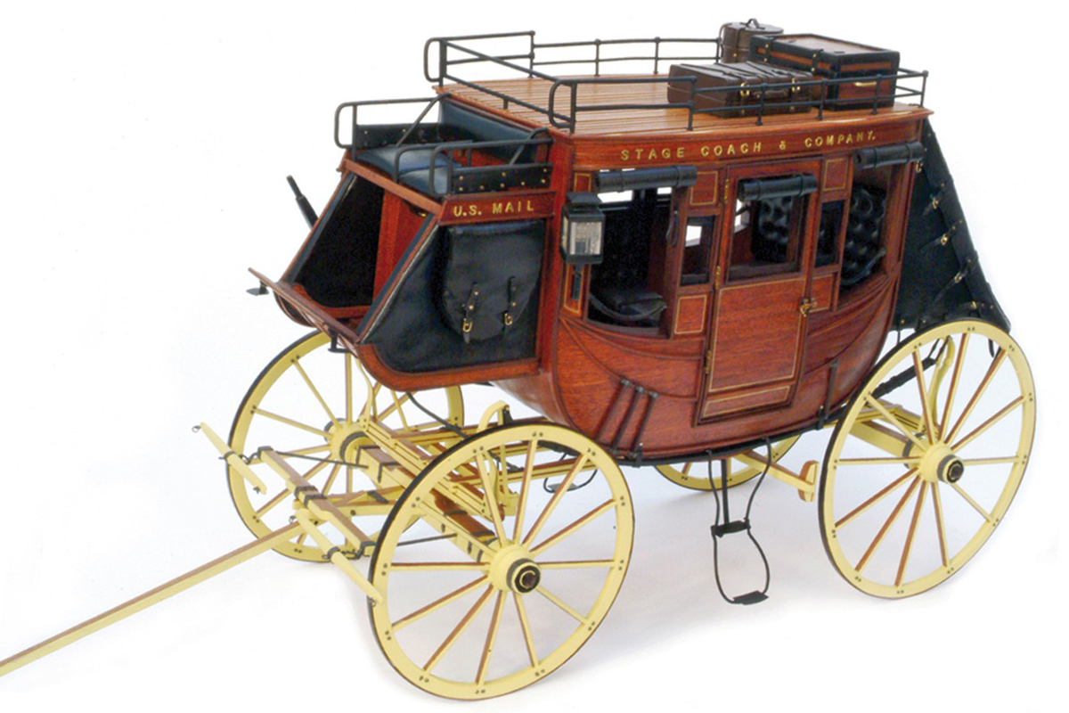Image of the DeAgostini ModelSpace 1:10 scale American Stagecoach, as part of a blog about the stagecoach history in America.