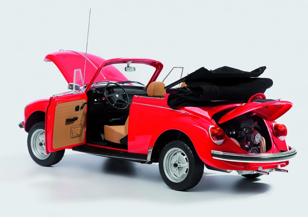 Image of VW Beetle 1303 Cabriolet 1:8 scale model, as part of a blog about the Volkswagen Beetle History.