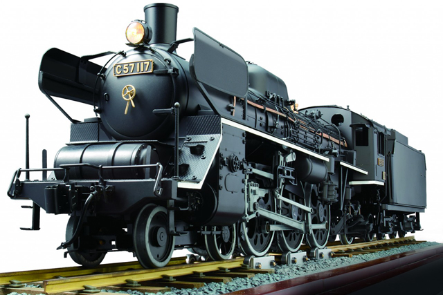 Image of the DeAgostini ModelSpace C57 locomotive model train, as part of a blog about model train scales and sizes.