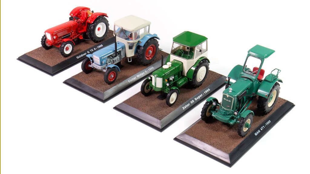 Image of DeAgostini ModelSpace diecast model tractors, as part of a blog about how diecast models are made.