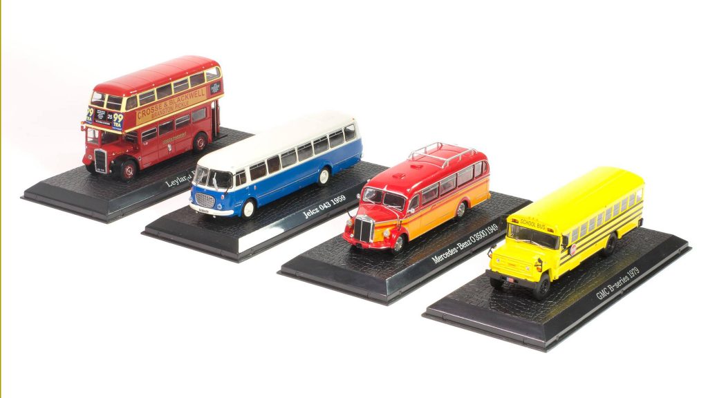 Image of DeAgostini ModelSpace diecast model buses, as part of a blog about how diecast models are made.