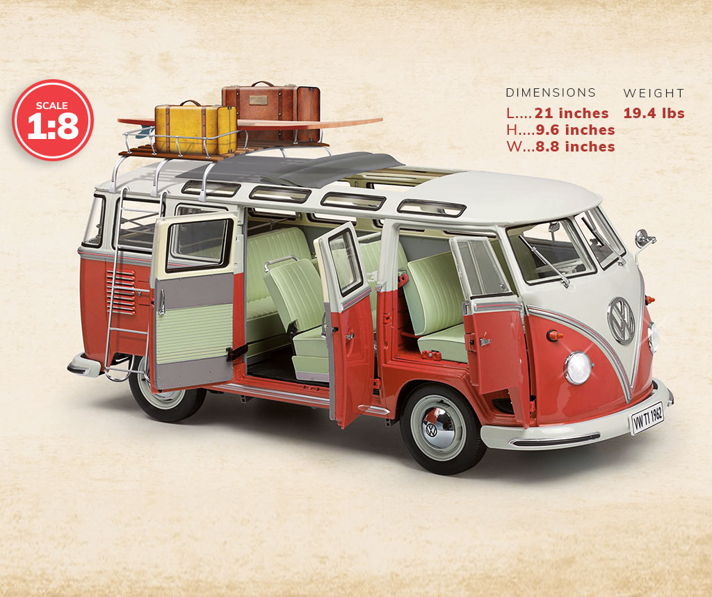 Fronte//Rosso VW Collection Volkswagen Hippie Bus T1 Camper Van Sacco a Pelo