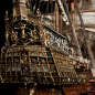 Build the Sovereign of the Seas - The figurehead and decor of the ship are all made from finely machined metal castings.